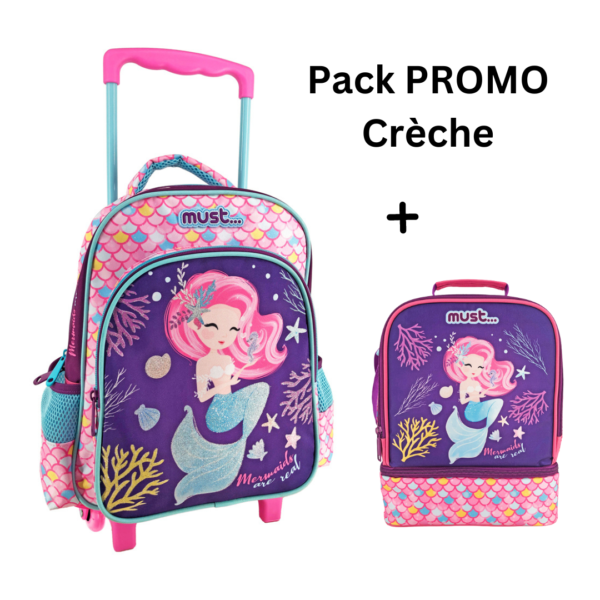 PACK Trolley Crèche + Sac a repas MUST Little Mermaid  31 cm