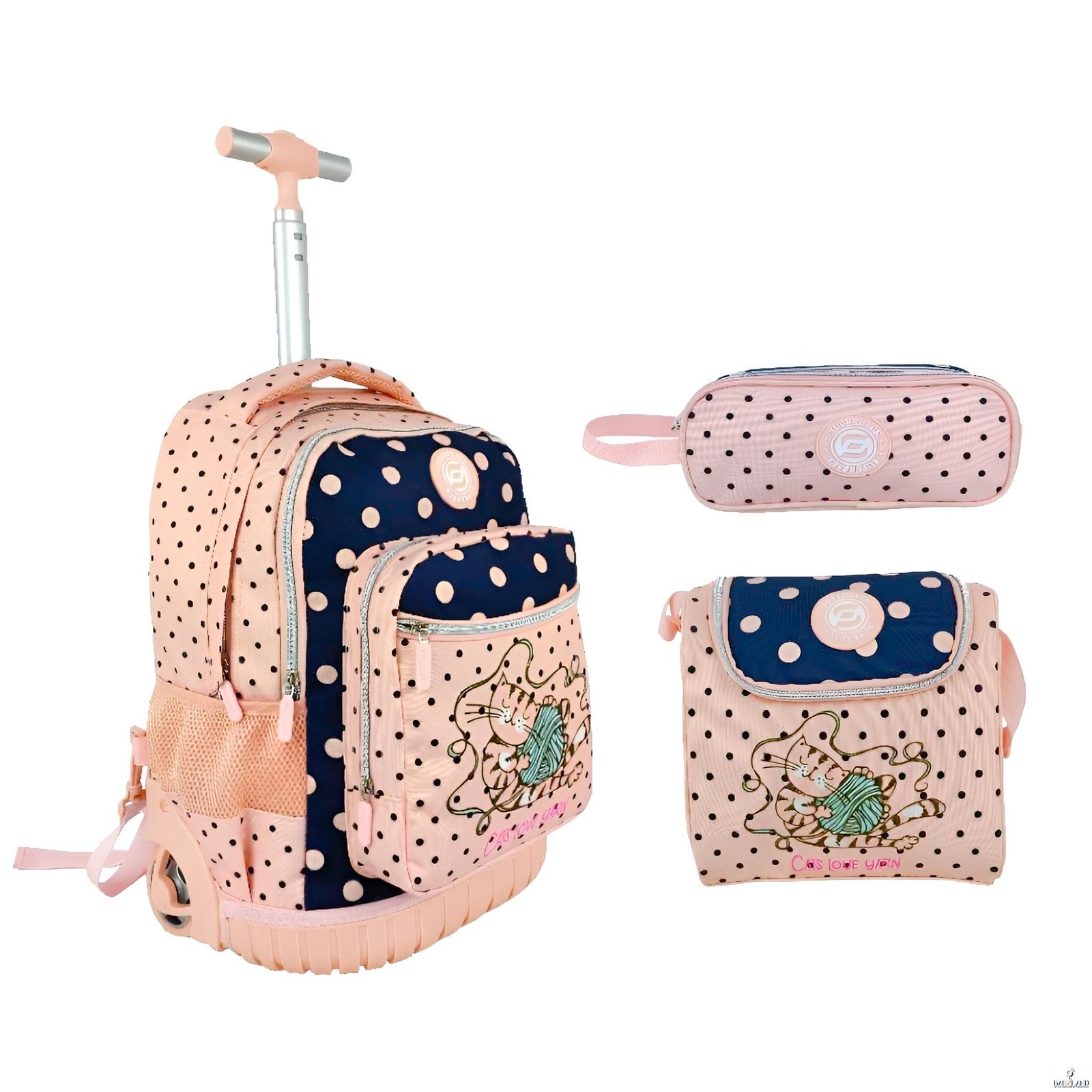 Cartable a roulettes SUPERPACK CATS LOVE YARN 3pcs