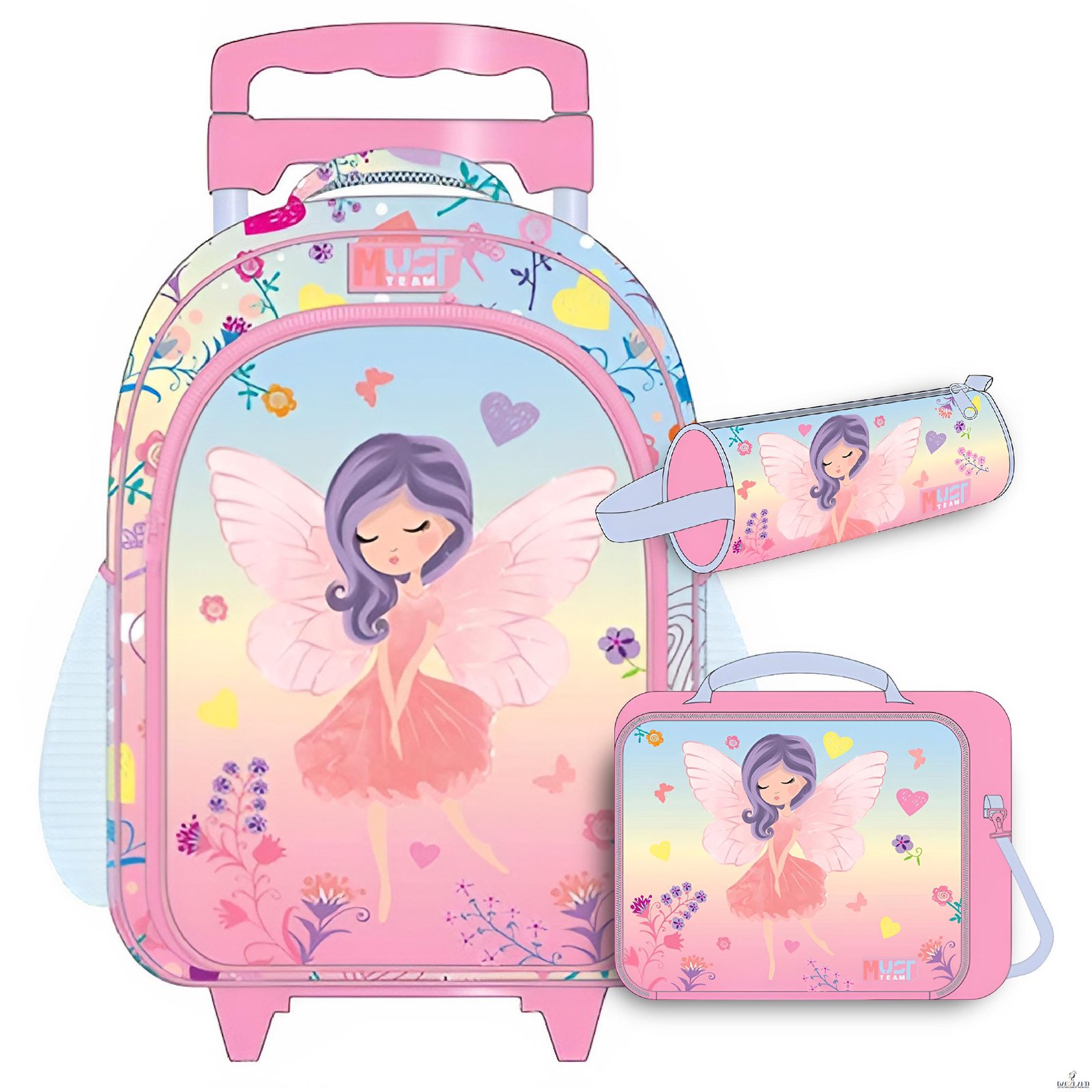 Pack Cartable a roulettes CP Must little Angel 43cm 3 PCS