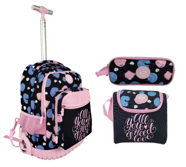 Cartable a roulettes SUPERPACK All you need is love  3pcs
