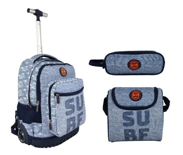 Cartable a roulettes SUPERPACK surf  3pcs
