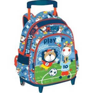 Cartable à roulettes creche MUST Soccer Player Animals 31 cm