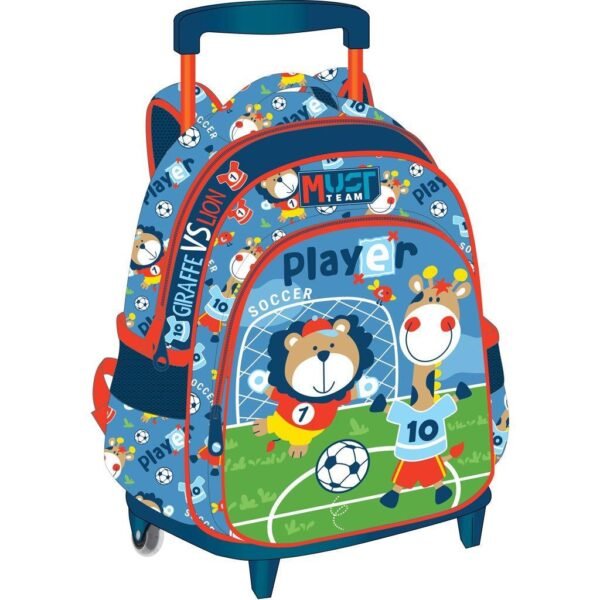 Cartable à roulettes creche MUST Soccer Player Animals 31 cm