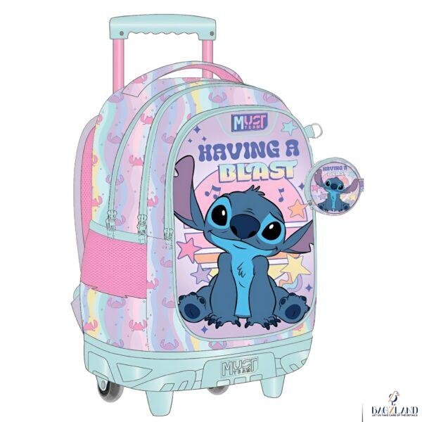 Cartable a roulettes MUST Stitch Having a blast 44 cm