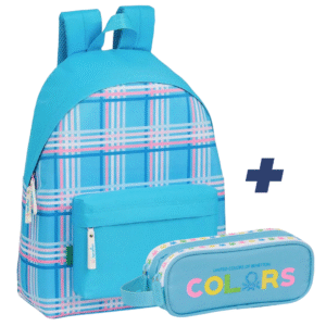 PACK SAC A DOS 2 pieces Benetton TARTAN 42cm