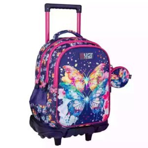 Cartable a roulettes MUST PAPILLON Violet 45 cm