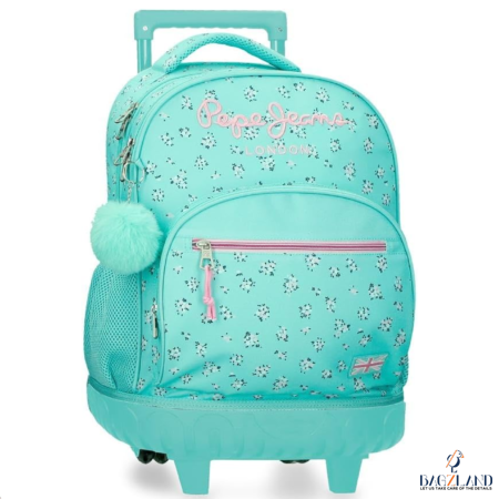 Cartable a roulettes Pepe Jeans Nora turquoise 43 cm