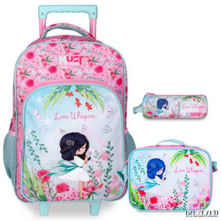 Pack Cartable a roulettes CP Must LOVE WHISPERS 43cm 3 Pieces