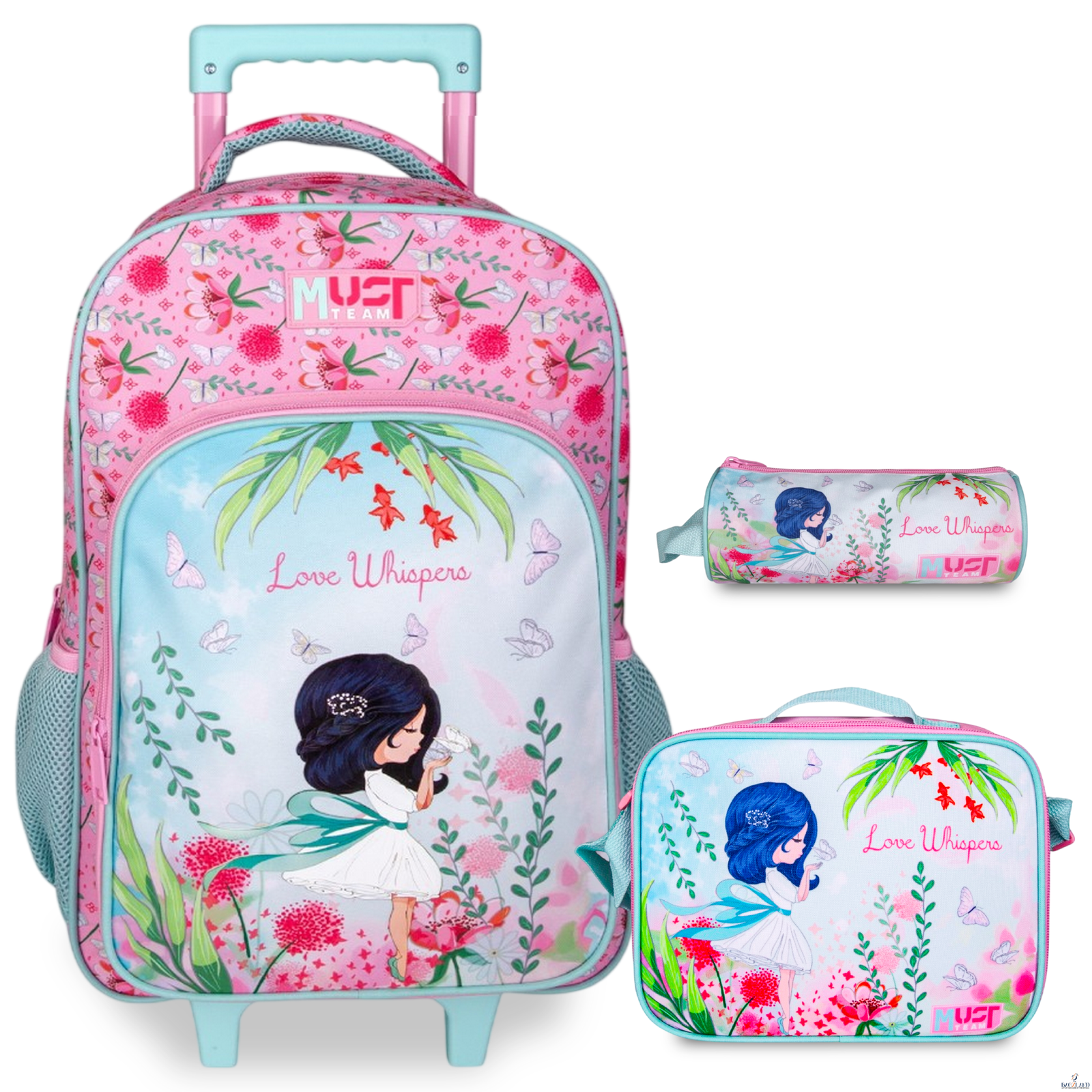 Pack Cartable a roulettes CP Must LOVE WHISPERS 43cm 3 Pieces