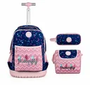 Cartable a roulettes SUPERPACK COLORFUL BUTTERFLY 3pcs
