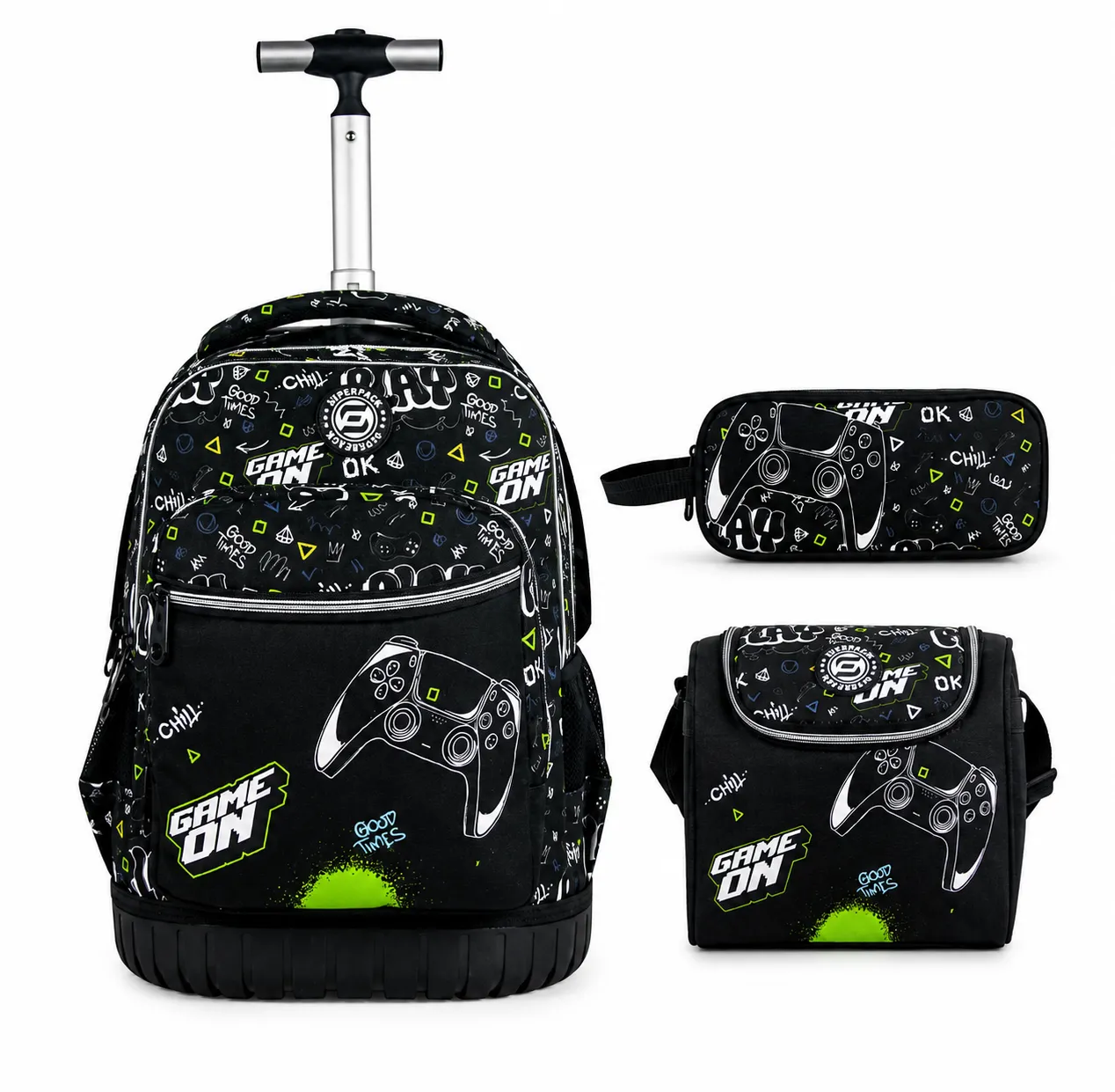 Cartable a roulettes SUPERPACK GAME ON  3pcs