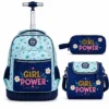 Cartable a roulettes SUPERPACK GIRL POWER 3pcs