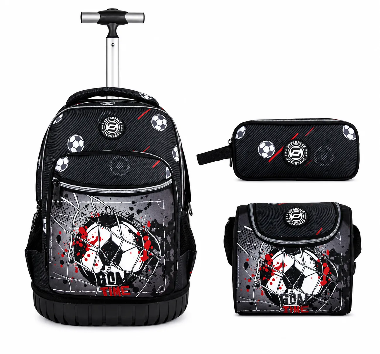 Cartable a roulettes SUPERPACK GOAL TIME 3pcs