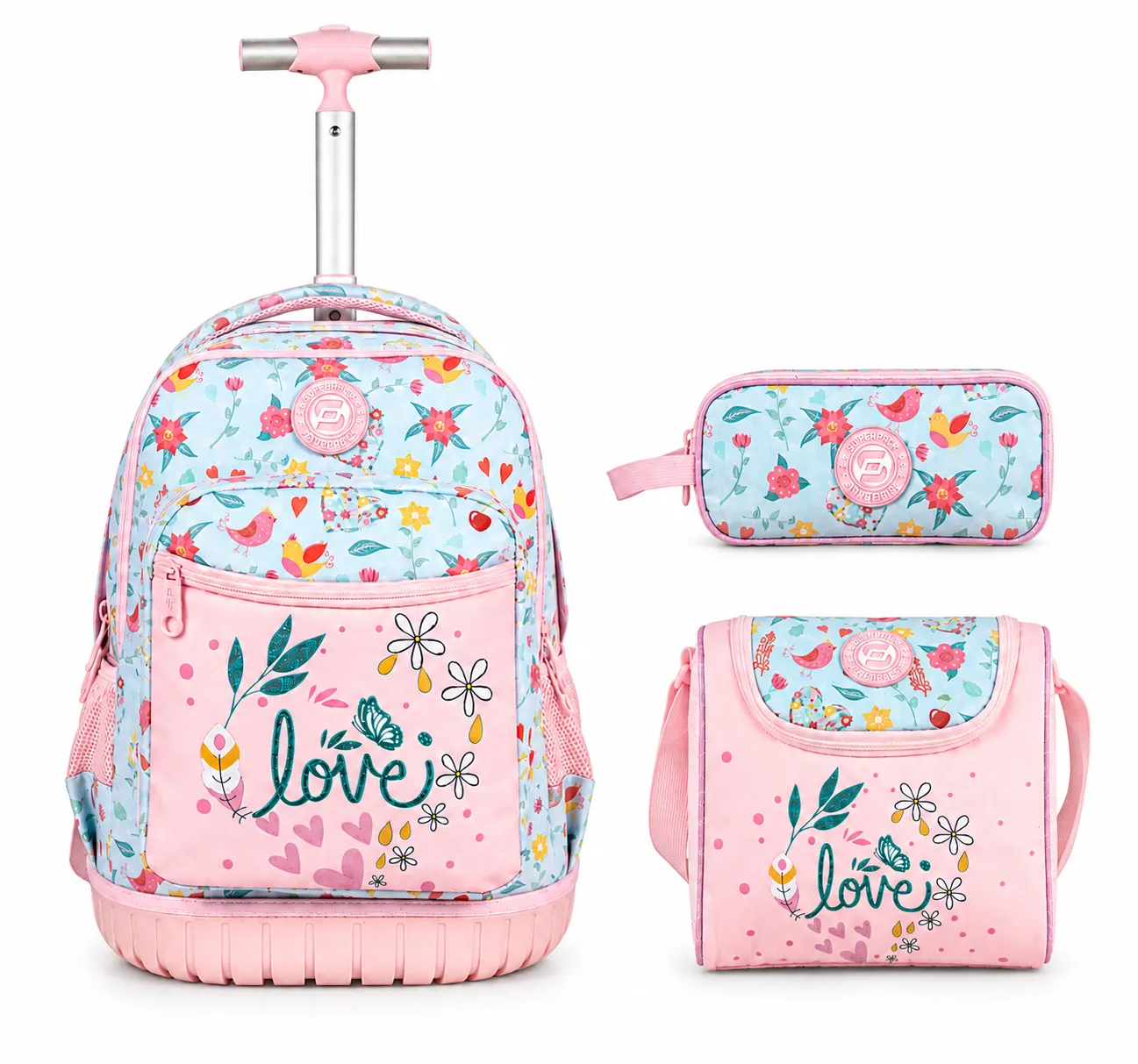 Cartable a roulettes SUPERPACK PASTEL LOVE 3pcs
