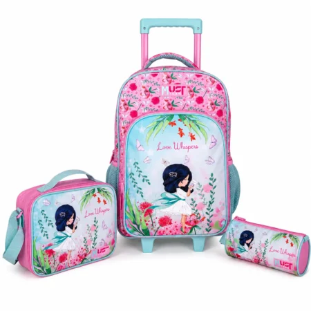 Pack Cartable a roulettes primaire Must LOVE WHISPERS 43cm 3 Pieces