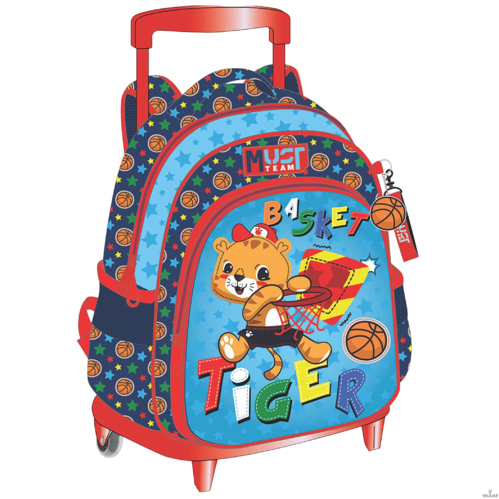 Cartable a roulettes Creche MUST Tiger Basketball 31 cm
