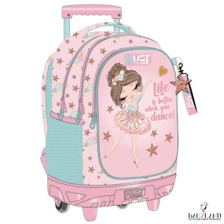 Cartable a roulettes MUST LIFE IS BETTER  44 cm