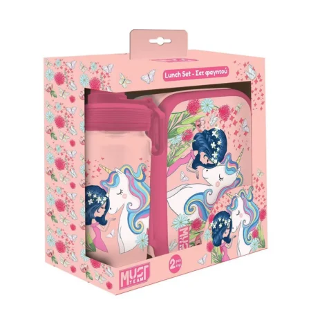 Set de gourde et lunchbox Must Unicorn Girl
