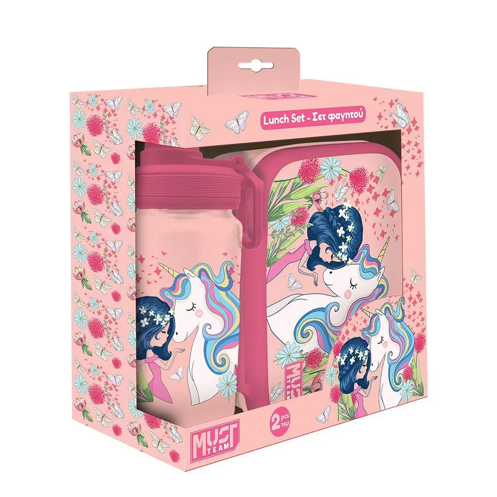 Set de gourde et lunchbox Must Unicorn Girl