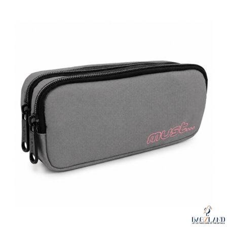 Trousse Must Gris double compartiment