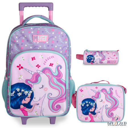 Pack Cartable a roulettes CP Must QUEEN UNICORN 43cm 3 Pieces