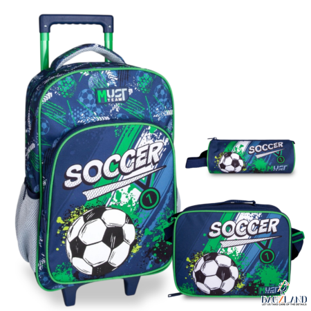 Pack Cartable a roulettes CP Must SOCCER 43cm 3 Pieces