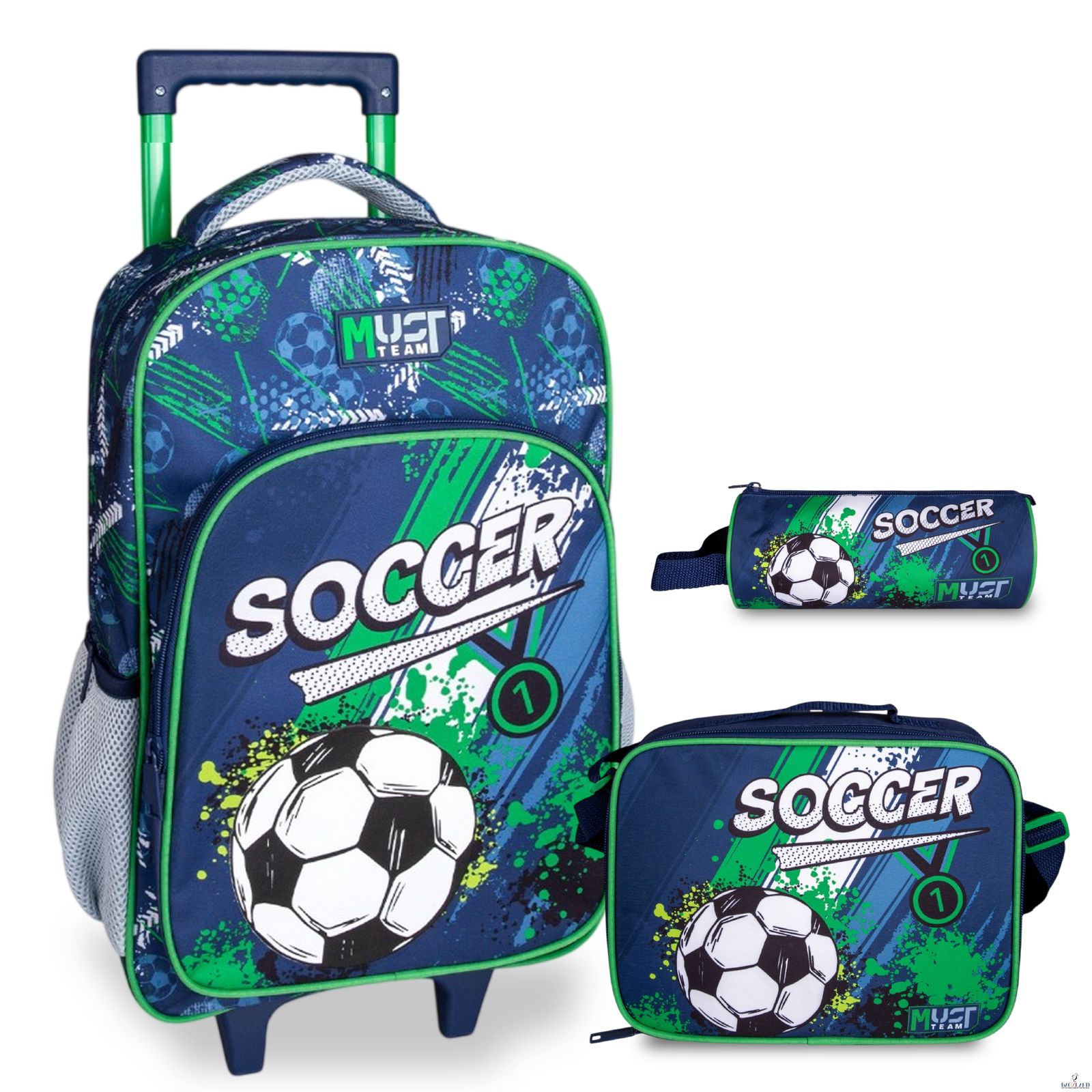 Pack Cartable a roulettes CP Must SOCCER 43cm 3 Pieces