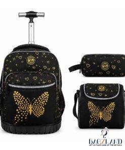 Cartable a roulettes SUPERPACK GOLD BUTTERFLY 3pcs