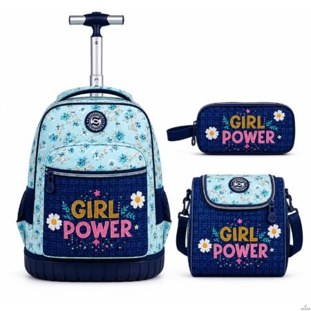 Cartable a roulettes SUPERPACK GIRL POWER 3pcs