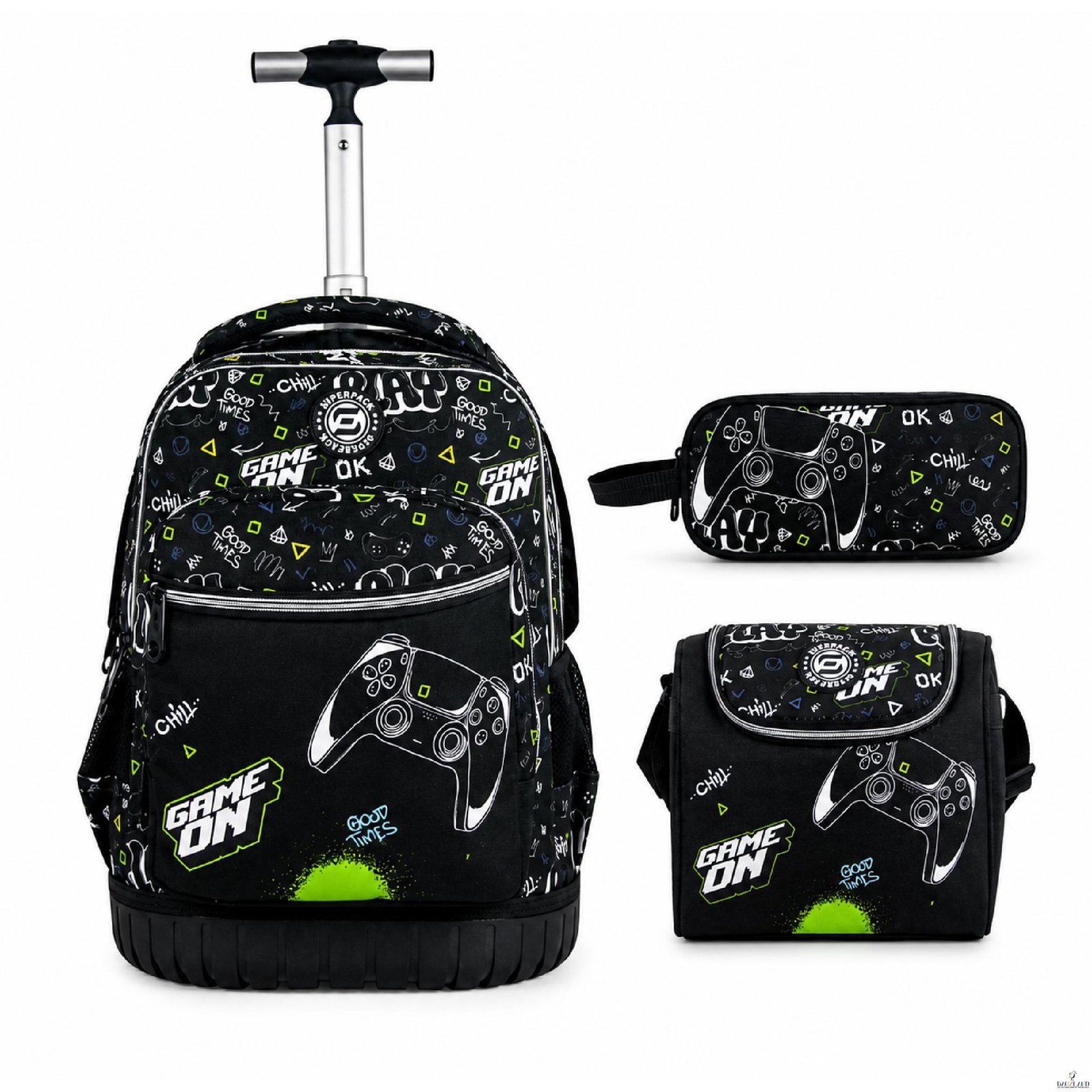 Cartable a roulettes SUPERPACK GAME ON 3pcs