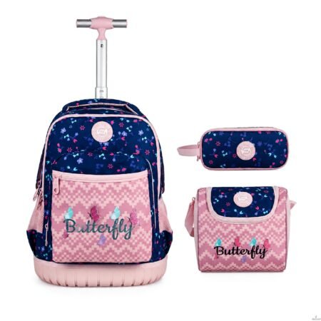 Cartable a roulettes SUPERPACK COLORFUL BUTTERFLY 3pcs